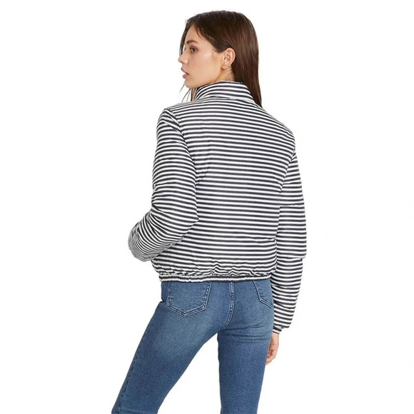 Volcom Puffs N Stuff Reversible Zip Up Striped Puffer Jacket Coat Black - Picture 12 of 14